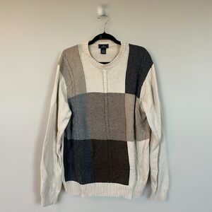 Dockers Vintage Men's Colorblock Long Sleeve Cotton Sweater in Neutral Tones - L